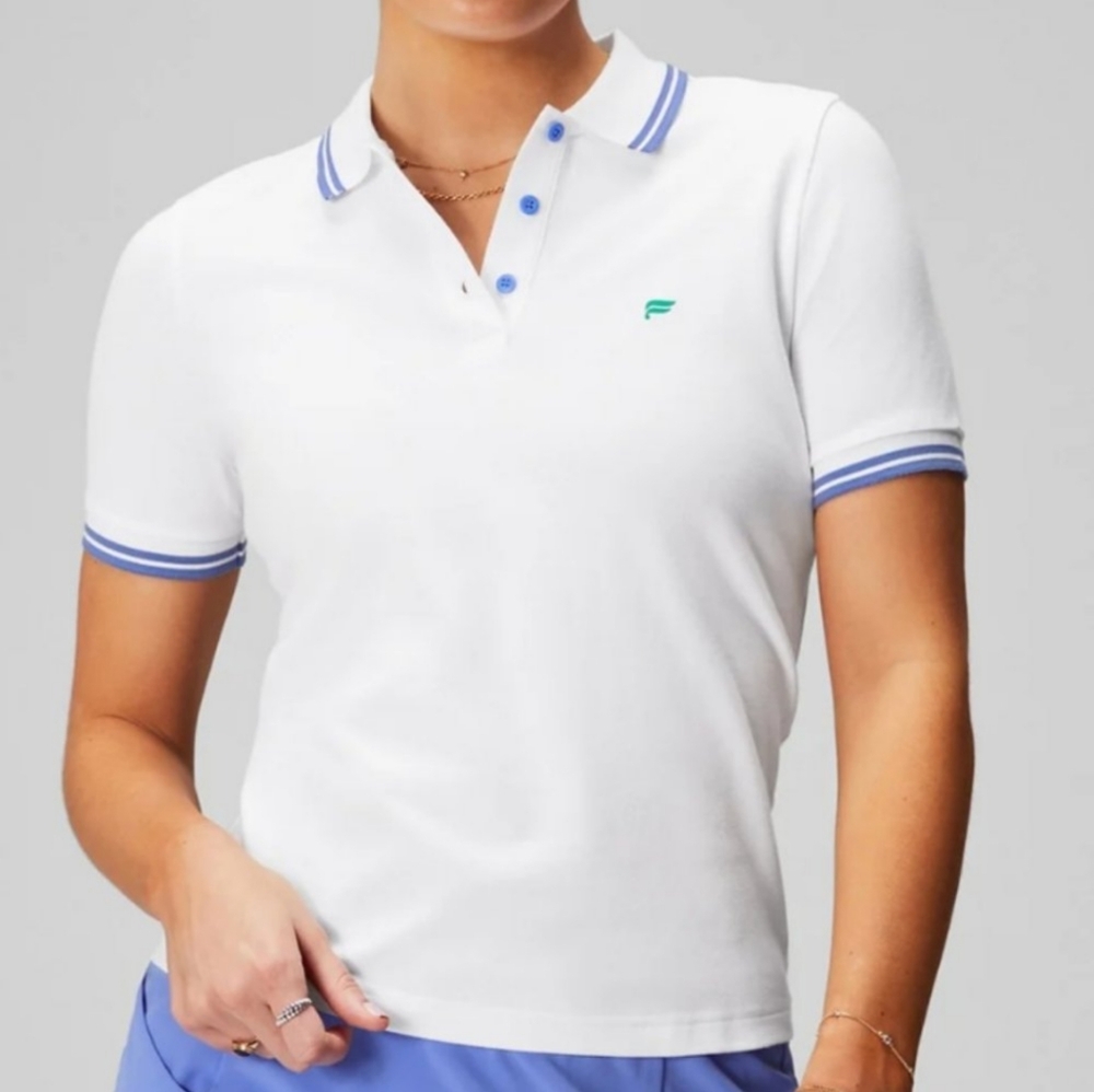 Fabletics Women's XL Classic Pique Short Sleeve Polo Shirt Preppy